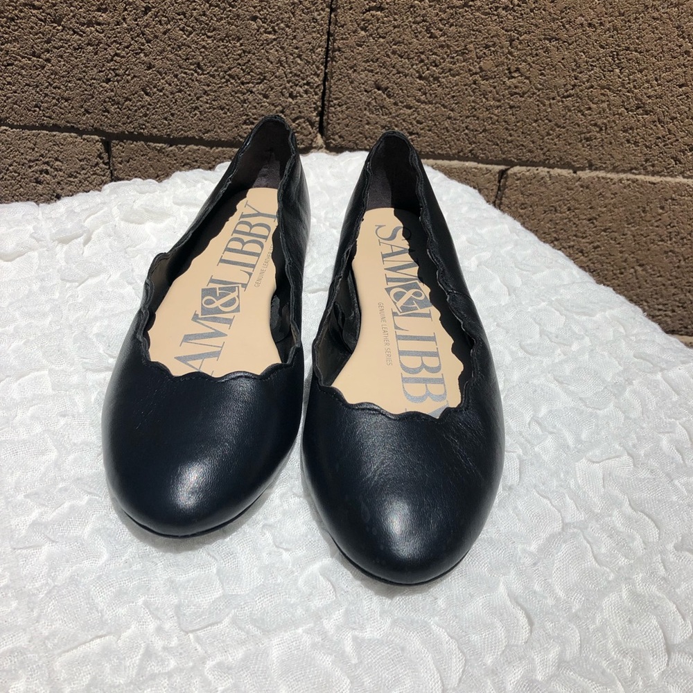 Sam & Libby Black Ballet Flats Size 8.5 Scalloped
